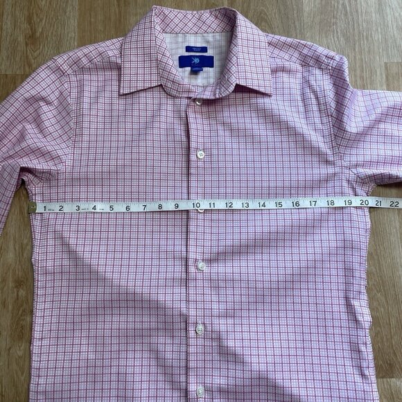 EGARA BUTTON UP SHIRT MENS M SLIM FIT NON IRON CASUAL DRESS CHECK CONTRAST CUFF - Picture 9 of 11